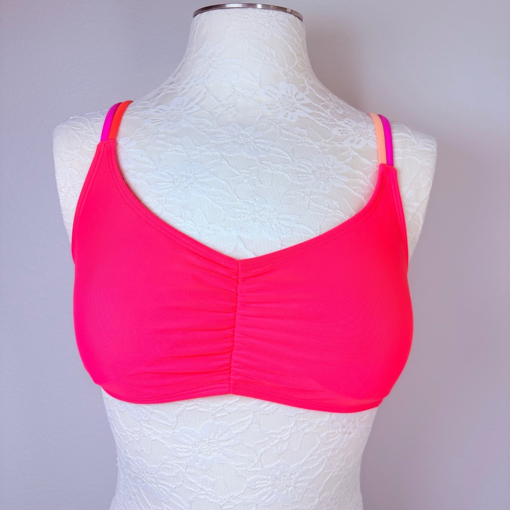 Xhilaration Womens L Bikini Top Neon Strappy Back Recycled Polyester